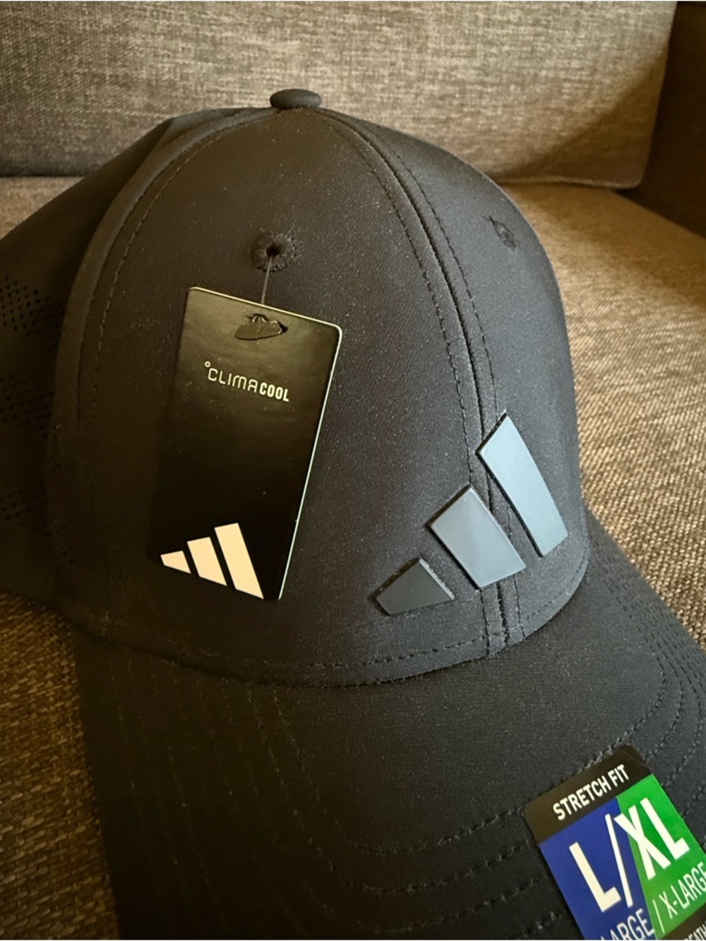 NWT adidas Men's Gameday 5 Stretch Fit Hat Climacool - Black/Black L/XL - NWT - Picture 5 of 10